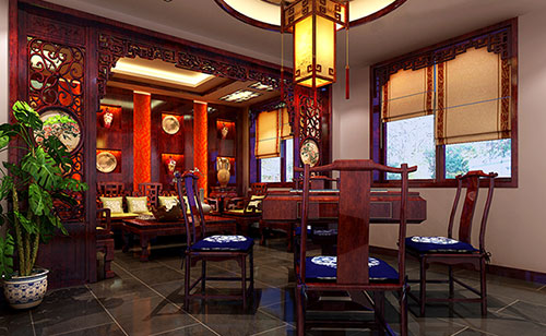 王五镇古典中式风格茶楼包间设计装修效果图